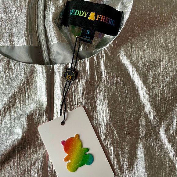 Teddy Fresh Women's Silver Linings Metallic Tiered Prom Dress sz Small NWT NEW - Picture 3 of 12